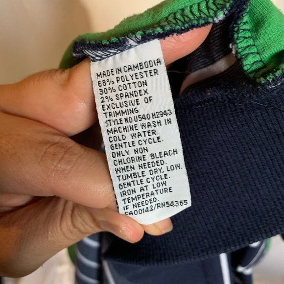 Alia Navy and Green and White Striped Top Thick Warm Fall Jacket - Picture 7 of 7